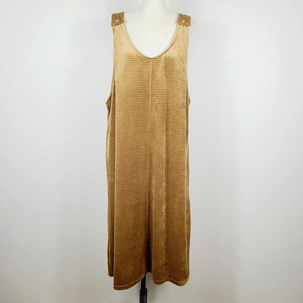 Roolee Jumper Dress XL Brown Ribbed Chenille Soft Sleeveless Midi Shift